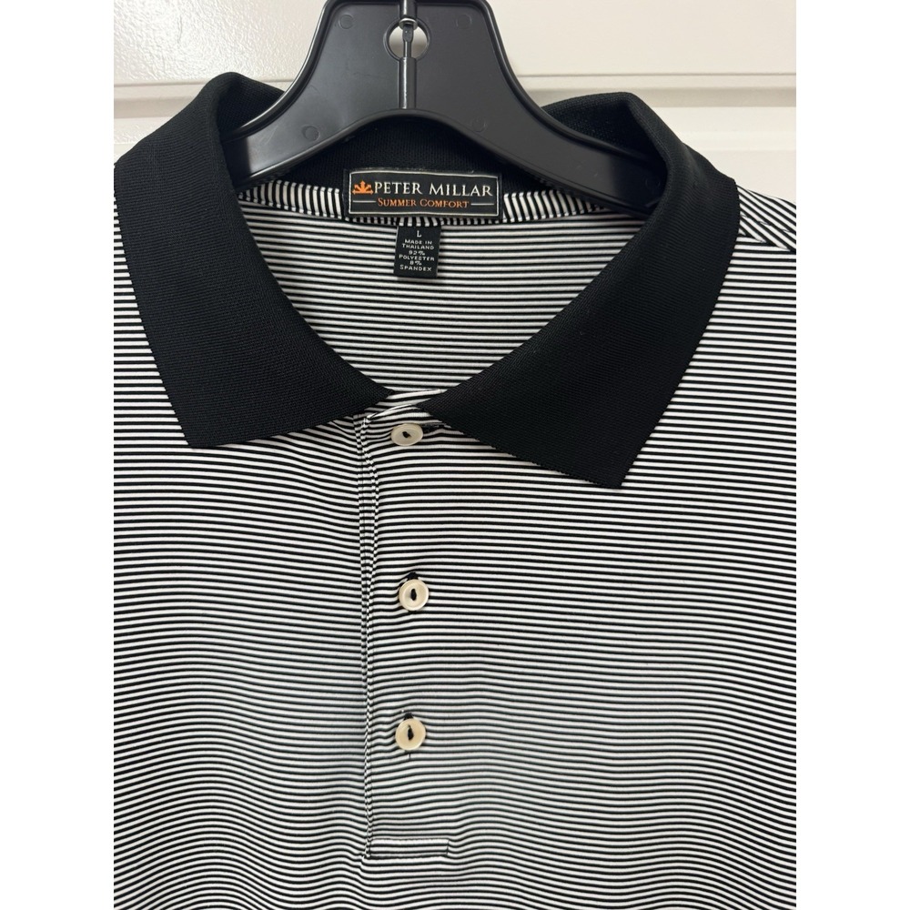 Peter Millar Summer Comfort Polo Mens Large Short Sleeve Golf Athletic Striped